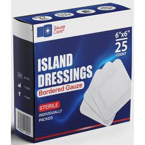 거즈케어 드레싱 6x6 인치 25개 개별 포장된 멸균 테두리 릴 접착 테두리가 있는 중앙의 논스틱 패드 4x4