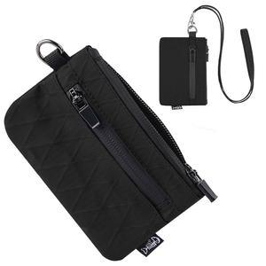 보이지 않는 지퍼 포켓 2개가 있는 JONYEE 작은 지갑 랜야드 열쇠고리 방수 신분증 케이스 카드 홀더 소년 여성 남성 여행 스포츠 아웃도어용 코인 배지 파우치 블랙