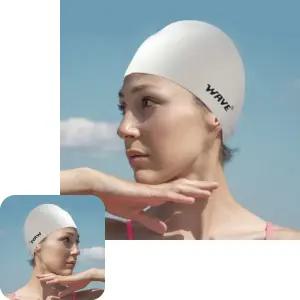 물놀이 단색 입문 선수 화이트 솔리드수영모 실내장 수모 웨이브 실리콘