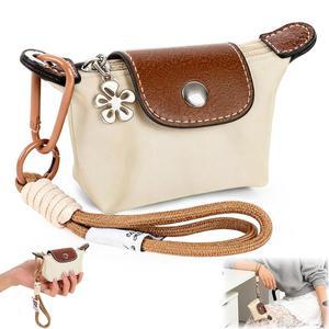 여성용 미니 나일론 만두 가방 손목 스트랩이 달린 탈부착 가능한 스트랩 동전 지갑 카드 열쇠 동전용 작은 u2019s 귀여운 수납 교환 지갑 흰색