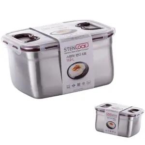 뮤 1P 김치통 레스 사각 스텐 반찬통 손잡이 밀폐 11L 대형 대용량