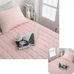 뮤 누빔 샤이니 순면매트리스커버 핑크베이지 단품 밴딩 퀸침대