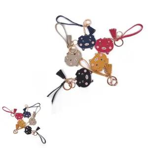 뮤 열쇠 차량용 가죽 가방키링 고리 키홀더 동물 랜덤 돼지 1P