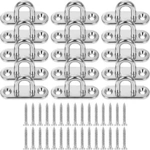 15팩 1.8인치 스테인리스 스틸 천장 후크 패드 플레이트 M5 타원형 마린 하드웨어 스테이플 루프 벽걸이