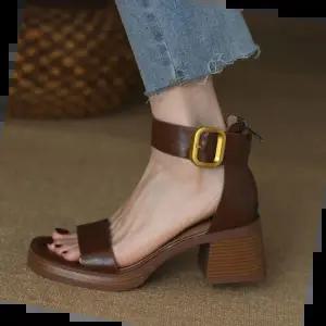 여름샌들 통굽샌들 골드버클장식 여성샌들 힐 가보시 806