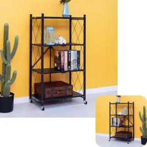 폴딩 원터치 접이식선반 틈새 수납 책장 베란다정리 스텐 조립 4단 진열대