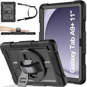 BMOUO 삼성 갤럭시 탭 A9+ 플러스 케이스 11인치 2023(SM-X210/X216/X218), 회전 스탠드 및 핸드/숄더 스트