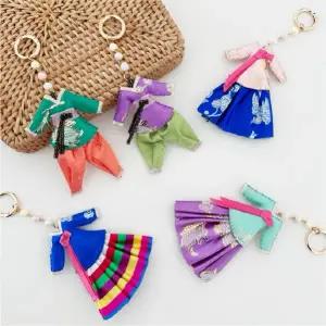 기념품 키홀더 복주머니 한복 컬러 전통 패브릭 외국인 선물용 키링