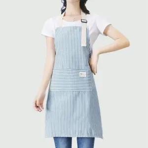 청소 요리 스트라이프 면 주방 카페 앞치마 블루 (WFK43BQ)