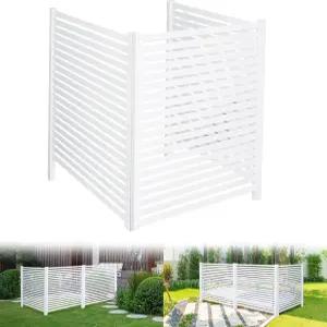 WEEDING 에어컨 펜스 48인치 W X H 쓰레기통 풀 장비 인클로저 비닐 프라이버시 야외 노 디그 금속 말뚝이