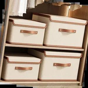 와이어정리함 옷장정리 소품수납 뚜껑있는 옥스퍼드 정리함 중형M