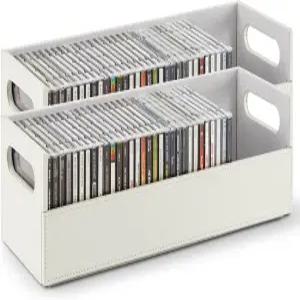 집에 2팩 CD 보관함 영화 케이스 DVD 카세트 테이프 진열대 디스크 홀더는 최대 40장의 CD를 보관할 수