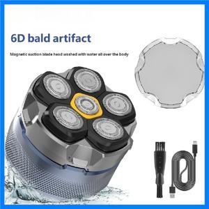 전기 헤드 쉐이버 대머리 남성용 6D 마그네틱 면도기 헤어 트리머 충전식 LED 방수 얼굴 털 자르기