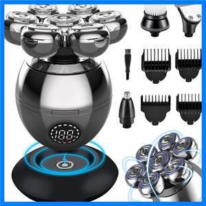 7D 플로팅 커터 헤드 베이스 충전 전기 면도기 휴대용 남성 수염 트리머 클리퍼 해골 면도기 방수 면도