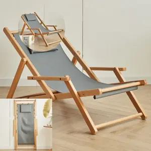 길이조절 우드 썬베드 그레이 파라솔캠핑의자 비치베드 캠핑용의자