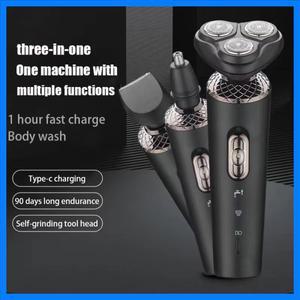 남성용 전기 면도기 방수 전기 트리머 면도기 습식 및 건식 사용 충전식 배터리 회전식 면도기