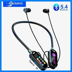 컬러 스크린 블루투스 5.4 이어폰 넥밴드 헤드폰 무선 헤드셋 노이즈 감소 이어버드 라이브 이어폰 모니터