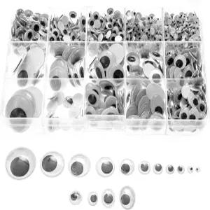 버라이어티 밸류 팩 1박스 약 1120개 0.16인치에서 1인치 원형 플라스틱 셀프 블랙 구글리 눈가림 다양한