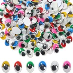 TOAOB 252pcs 구글리 즈 셀프 와 속눈썹 타원형 모듬 색상 12x16mm 공예 플라스틱 스티커 DIY 스크랩북