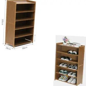 HW마트 화분 현관 인테리어 오픈형 대형 나무 신발장 6단 100CM