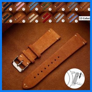 퀵릴리즈 소프트 스웨이드 스트랩 다크 브라운 시계 밴드 송아지 가죽 팔찌 여성 및 남성 액세서리 20mm 22