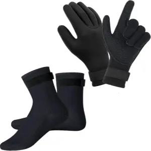 Wsobue 3mm 네오프렌 장갑 및 양말 허리 스트랩을 조절할 수 있는 열 다이빙 유연한 잠수복 서핑용 카약