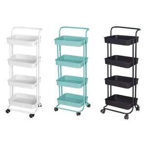 [굿야드] 이동식 철제 트롤리 다용도 주방웨건 미용실 카트 4단