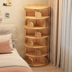 모던 틈새 원형 회전 책장 수납장 코너 선반 침실