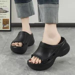 스트랩슬리퍼 여자 사무실 실내화 겸용 키높이 효과 심플 슬리퍼