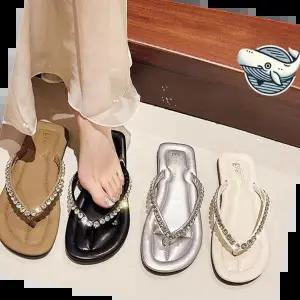 바캉스신발 여름 블링 크리스탈 스트랩 샌들 플립플랍