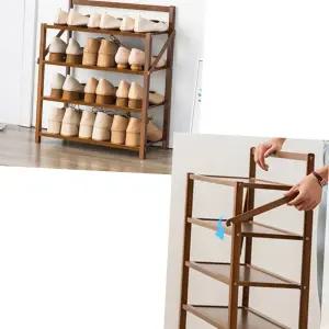 HW마트 대형 슬림 브라운 현관 인테리어 다용도 신발 정리대 수납장 신발장 갈색 선반 보관함 4단 50CM