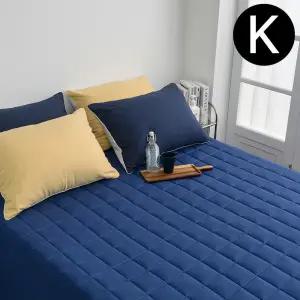 침대매트 샤이니 40수 순면 누빔 매트리스커버 킹K 네이비