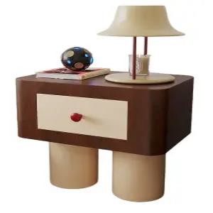 원목 빈티지 침대 협탁 사이드 테이블 수납장 침실 인테리어 가구 미니 탁자 레드브라운 우드