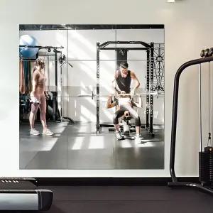 델마 프레임리스 미러 타일 16인치 x12인치 벽걸이 깨짐 방지 풀 길이 강화 유리 패널 홈 체육관 욕실 침실