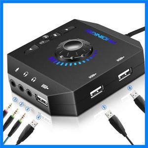 USB 외장 사운드 카드 허브 컴퓨터 오디오 어댑터 PC 윈도우 노트북 데스크탑용 3.5mm 인터페이스 USB 인터