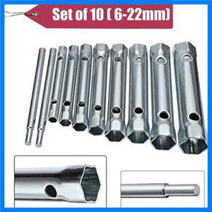 미터법 관형 박스 렌치 세트 튜브 바 스파크 플러그 스패너 스틸 자동차 수직 수리 수공구용 더블 엔드 6-2