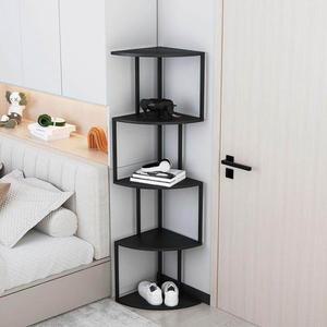 모서리 책장 책꽂이 장식장 4단 심플 북유럽 원목 우드 코너장 프레임 조립식 삼각형