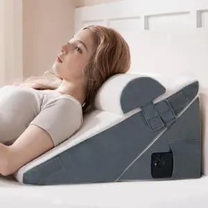 가논도르프 3PCS 웨지 베개 헤드보드 정형외과 침대 세트 9 12 22인치 침대용 조절 가능한 프리미엄 폼