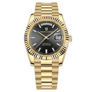 [미국배송] 파가니 디자인 남성 자동 시계 NH36A 무브먼트 남성용 기계식 시계 DD40 AR 사파이어 글라스 100미터 방수 클래식 캐주얼 스포츠 PD-1783(골드-블랙 AT-1783)