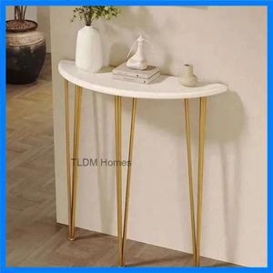 북유럽 단단한 나무 콘솔 테이블 현대 반원형 코너 테이블 조명 럭셔리 입구 가구 디자이너 출입구 테이블