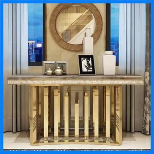 유럽 스타일 라이트 럭셔리 대리석 콘솔 테이블 골든 레그 엔트리 테이블 거실 장식 책상 대형 긴 테이블 T