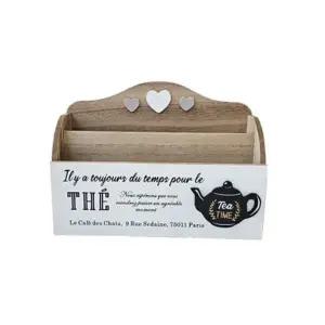 주방수납정리함 커피믹스 티백 2단 수납 정리함 소품 나무 수납함