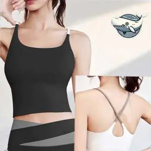 반팔커버업 젊은 감각의 크로스밴드 요가 상의 스포츠 브라탑 필라테스 투톤 크롭 브라