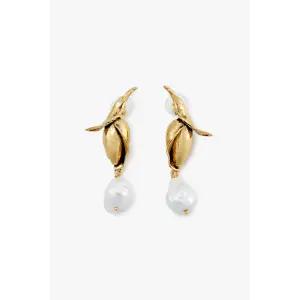 ERDEM 스몰 플라워 버드 이어링 - 골드