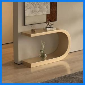 노르딕 홈 크림 콘솔 테이블 현관 아트 미니멀리스트 현관 테이블 호텔 장식 엔드 뷰 데스크 초슬림 콘솔