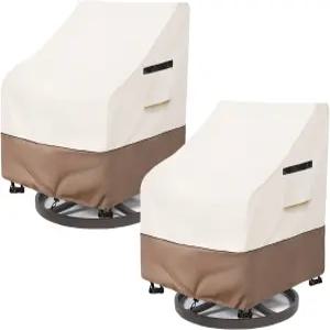 솔로투 파티오 의자 커버 방수 가구 37W x 40D 36H 인치 스위블 야외 2팩 (베이지)