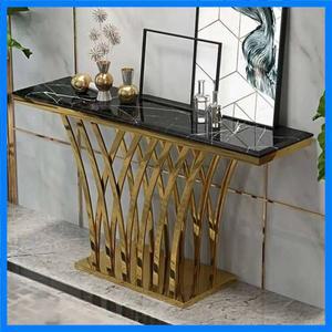 전기도금 녹 방지 모던 심플 룸 콘솔 와이어 드로잉 테이블 고급스러운 거실 대리석 가구 수납 책상