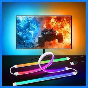 컴퓨터 PC용 USB LED 스트립 RGBIC 동기화 주변 조명 24 인치 27 인치 32 인치 34 인치 49 인치 모니터 LED