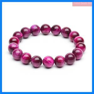부드러운 로즈 레드 타이거 아이 팔찌 여자 여자 패션 스톤 수제 강도 요가 치유 에너지 보석 선물 6/8/10/