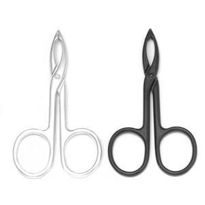 모타나 2피스 핀셋 가위 손잡이 스트레이트 모양 눈썹 헤어 플럭커 리무버 페이셜 케어 실버 블랙